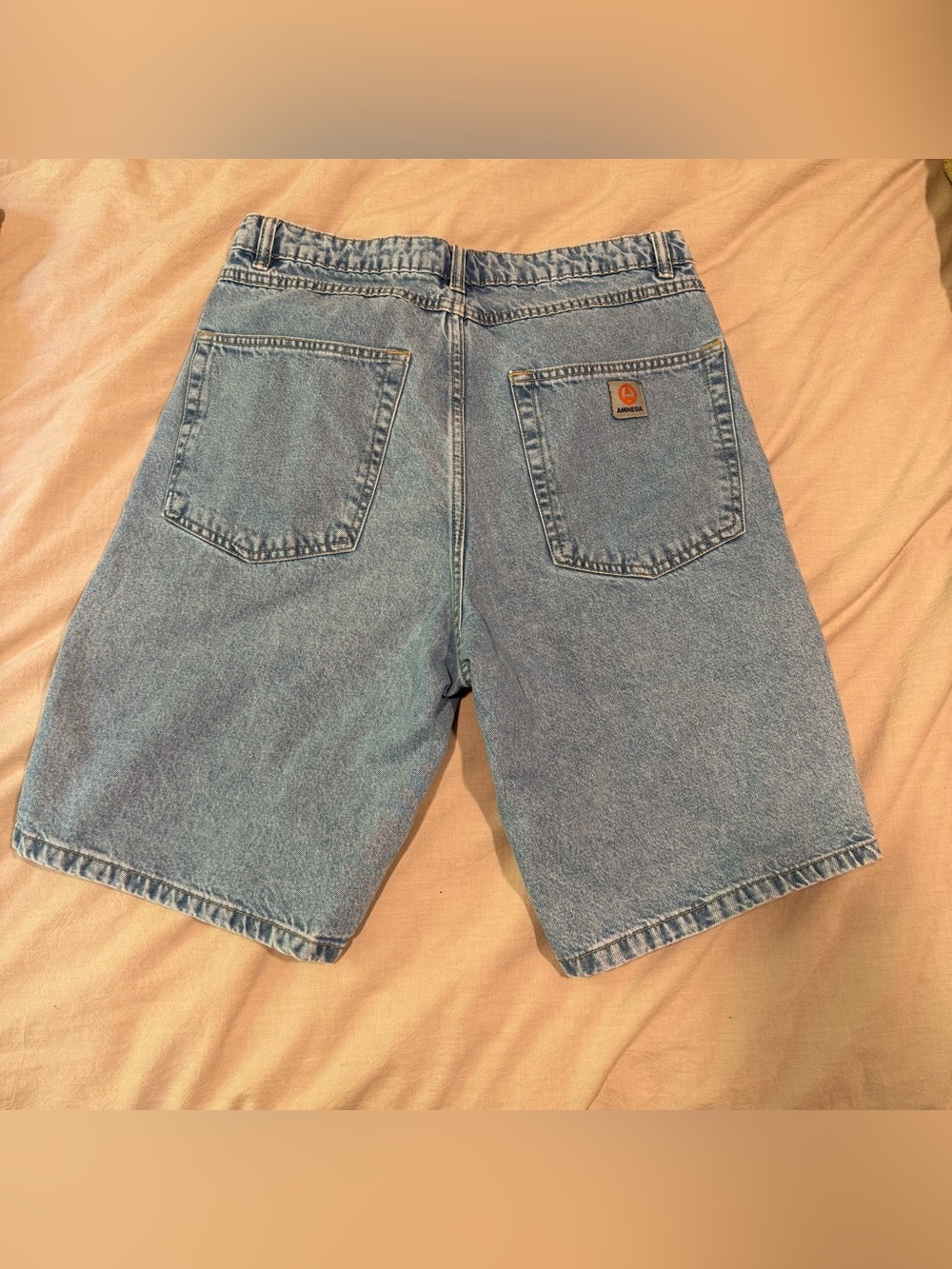 Amnesia Light Blue Denim Board Shorts Skate Vintage Mens 32 Carhartt Hipster